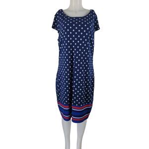 Liz Claiborne Career Work Vacation Mixed Media Red White Blue Dress XL